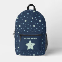 Cute Kawaii Star Motif sur Navy Blue Custom Name