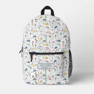 Sac À Dos Imprimé Cute Kids Cartoon Roads Voitures Ville Ville Motif