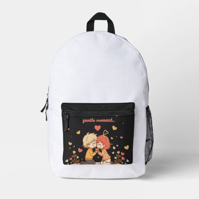 Sac À Dos Imprimé Cute Romantic Anime Couple - Love Moment (Recto)
