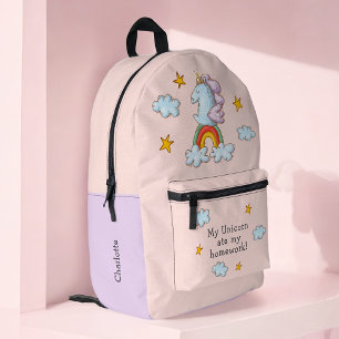 Sac À Dos Imprimé Cute Rose Funny Unicorn Mange Mes devoirs