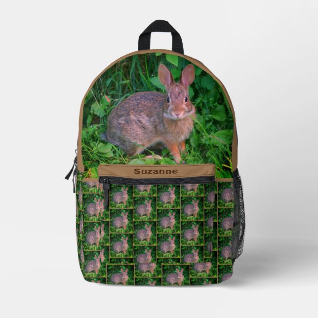 Sac À Dos Imprimé Cute Wild Brown lapin Animal personnalisé (Recto)
