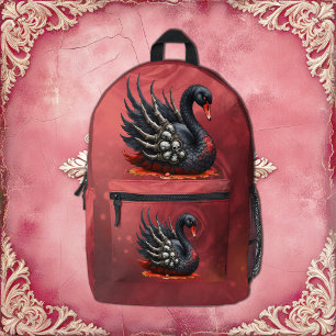 Sac À Dos Imprimé Cygne noir d'os – Élégance gothique 