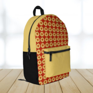 Sac À Dos Imprimé Dahlia jaune motif floral sur rouge