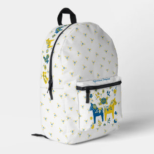 Sac À Dos Imprimé Dala folklorique suédoise Cheval le bleu et jaune