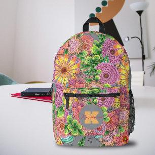Sac À Dos Imprimé Danse Intricatus Fleurs et Feuillages Colorés