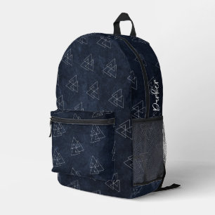 Sac À Dos Imprimé Dark Navy Blue Modern Geometry Motif Ajouter un no