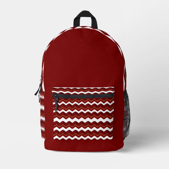 Sac À Dos Imprimé Dark Red Chevron Backpack – Stylish & Chic (Recto)