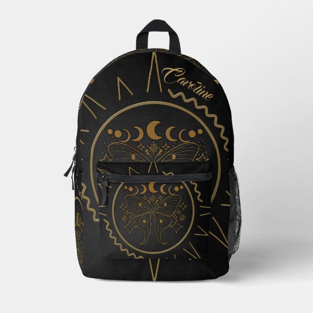 Sac À Dos Imprimé D'élégants papillons en figuier doré. (Recto)