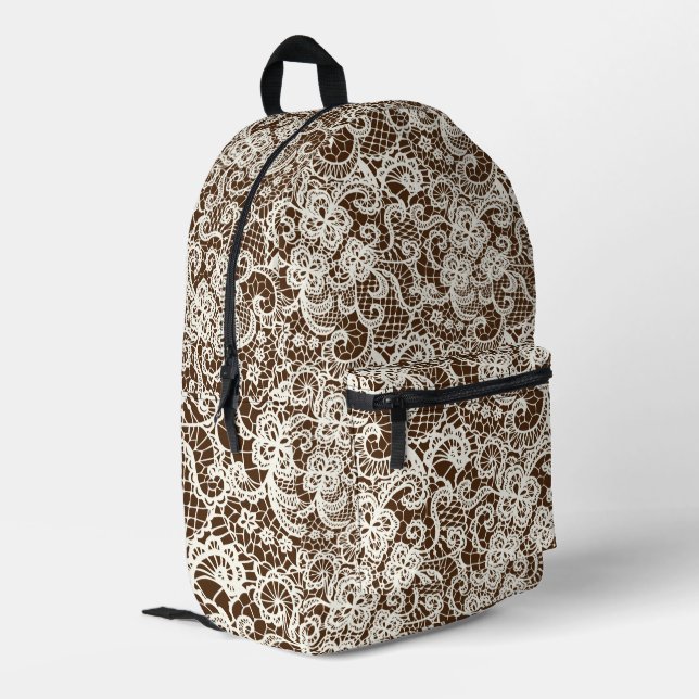 Sac À Dos Imprimé Dentelle d'ivoire sur Brown (Coin arrière gauche)
