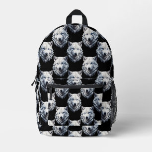 Sac À Dos Imprimé Design Motif de tête de loup blanc