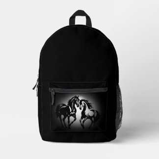 Sac À Dos Imprimé Deux chevaux en amour noir blanc cheval couple amo