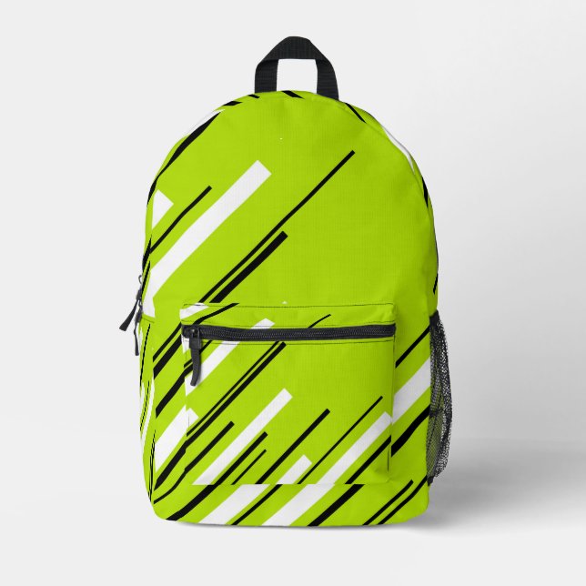 Sac À Dos Imprimé Diagonales - Vert citron vert (Recto)