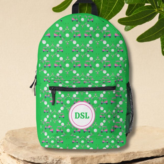 Sac À Dos Imprimé Diamant Rose Golf Flore Designs Monogramme (Créateur téléchargé)