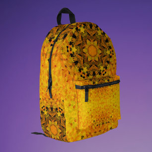 Sac À Dos Imprimé Digital Mandala jaune et noir