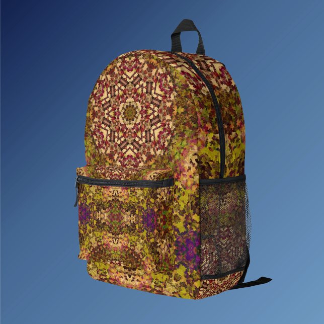 Sac À Dos Imprimé Digital Mandala jaune rouge et violet (Créateur téléchargé)