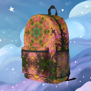 Sac À Dos Imprimé Digital Mandala rose jaune et vert