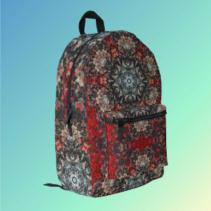 Sac À Dos Imprimé Digital Mandala rouge et blanc