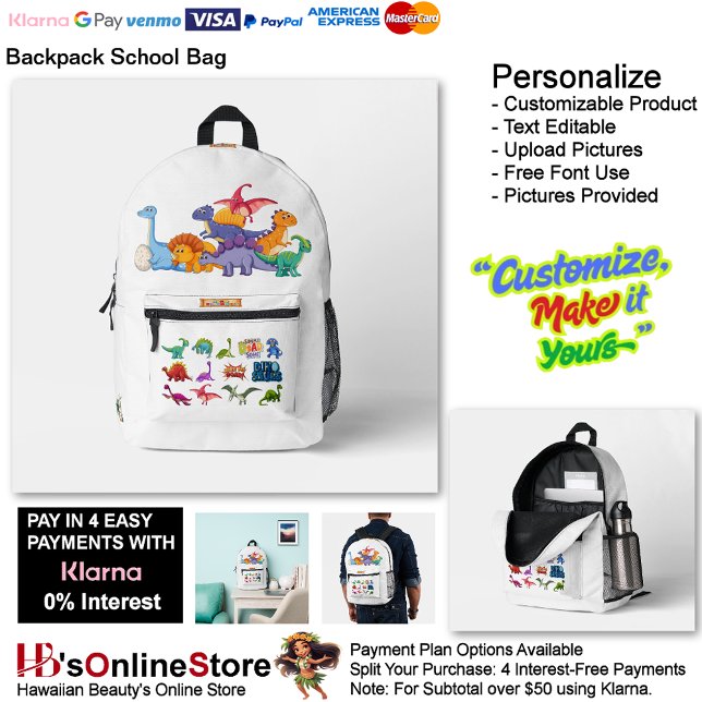 Sac À Dos Imprimé Dino Friends Backpack Print Cut Sew School Bag 9 (Dino Friends Backpack Print Cut Sew School Bag 9.)