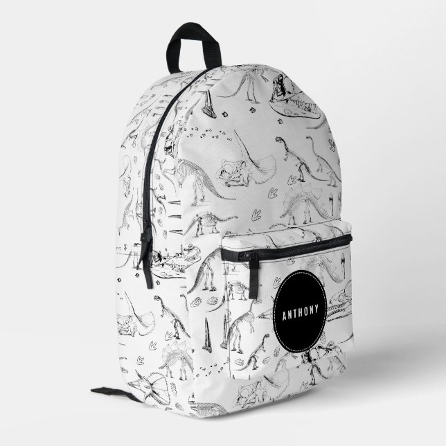 Sac À Dos Imprimé Dinosaur Os Fossiles Nom Personnalisé École (Coin arrière gauche)