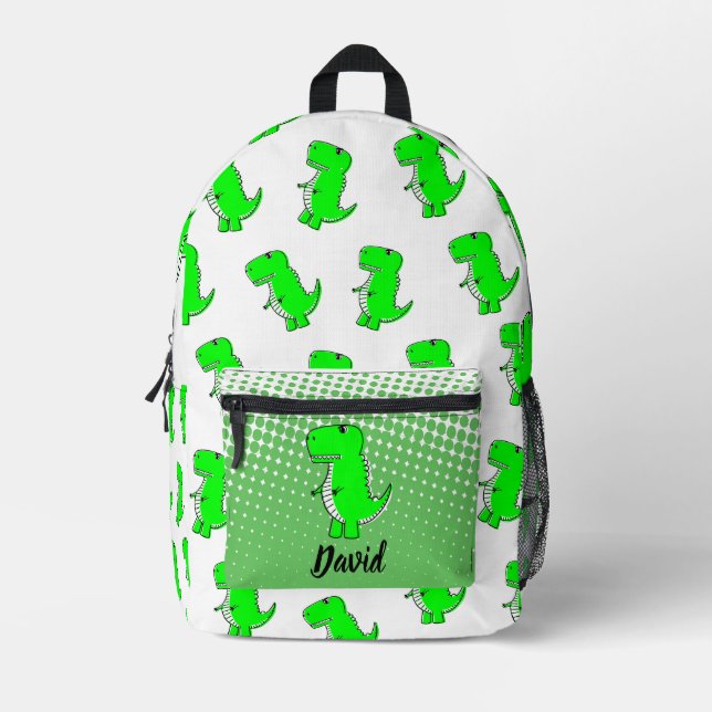 Sac À Dos Imprimé Dinosaure vert Nom personnalisé du dessin (Recto)
