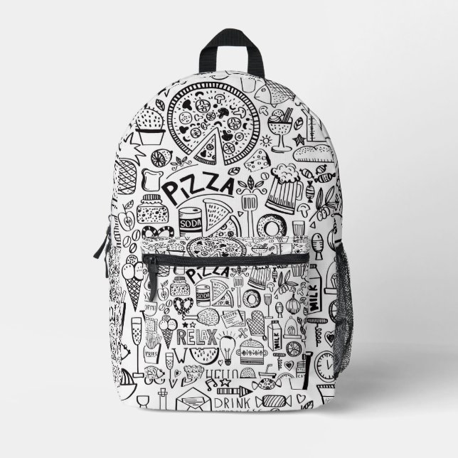 Sac À Dos Imprimé Doodles alimentaires (Recto)