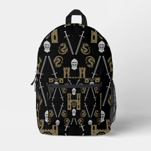 Sac À Dos Imprimé Dragon de Chevalier médiéval anglais (Recto)