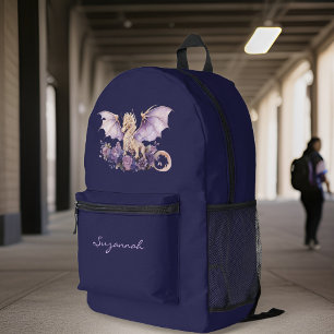 Sac À Dos Imprimé Dragon violet violet sur violet foncé avec monogra