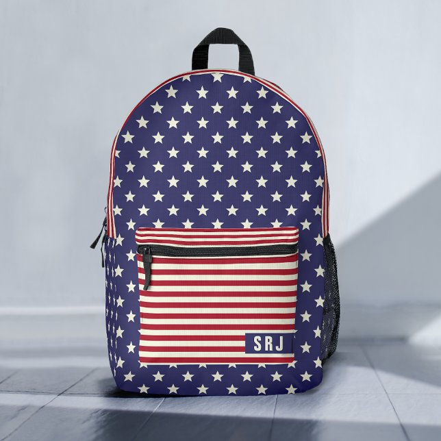 Sac À Dos Imprimé Drapeau américain patriotique Monogramme (Créateur téléchargé)