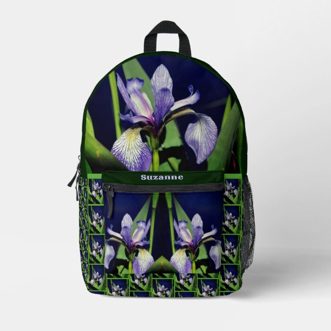 Sac À Dos Imprimé Drapeau bleu unique Iris Fleur Nature Personnalisé (Recto)
