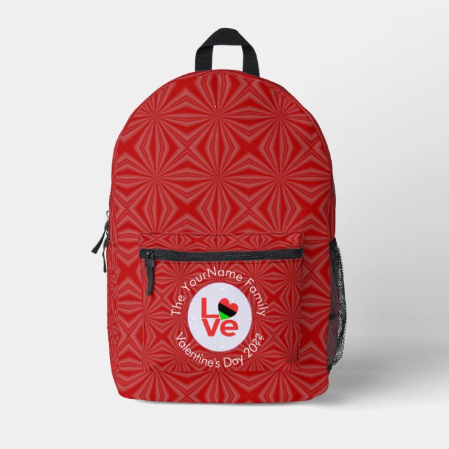 Sac À Dos Imprimé Drapeau du cœur de la diaspora africaine LOVE Roug (Recto)