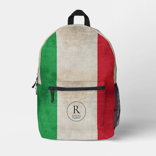 Sac À Dos Imprimé Drapeau italien rustique monogramme (Recto)
