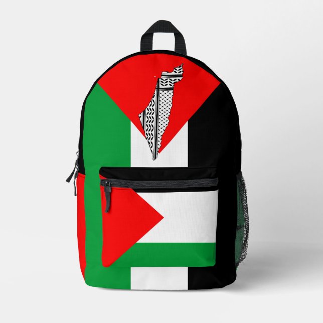 Sac À Dos Imprimé Drapeau palestinien et carte avec Motif Keffiyeg (Recto)