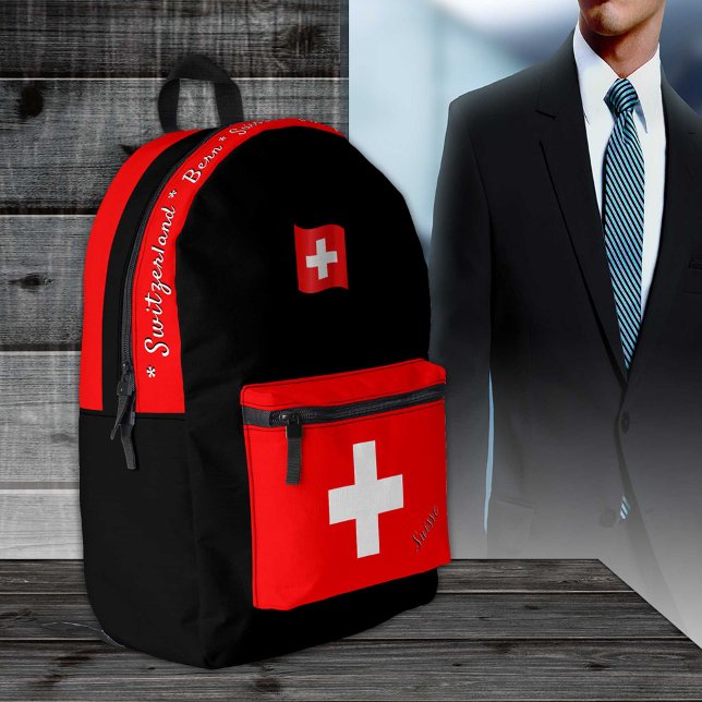Sac À Dos Imprimé Drapeau suisse, Suisse, patriote noir (Créateur téléchargé)