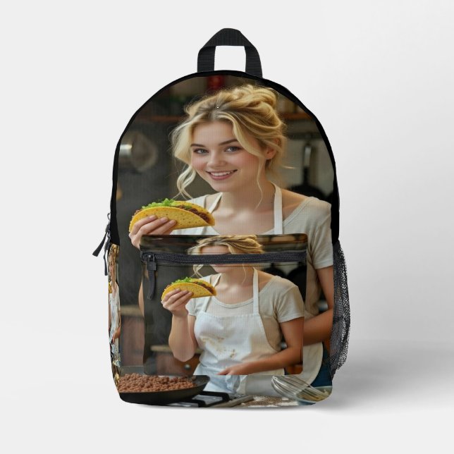 Sac À Dos Imprimé Eating Tacos Photo Personalize Customize (Recto)