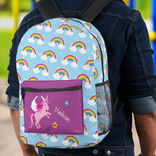 Sac À Dos Imprimé École personnalisée Cute Pink Unicorn et Rainbows