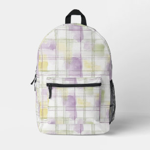 Sac À Dos Imprimé Écossais Violet Jaune Vert Blanc