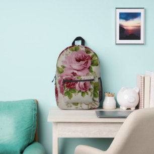 Sac À Dos Imprimé Élégance Rose Vintage