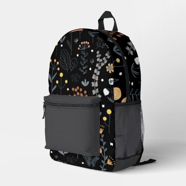 Sac À Dos Imprimé Élégant Abstrait Floral sans couture Motif (Coin arrière droit)