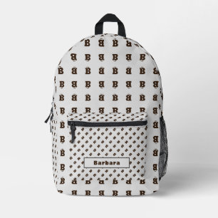 Sac À Dos Imprimé Élégant alphabet monogramme Nom du Motif Brown