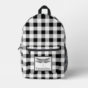 Sac À Dos Imprimé Élégant blanc blanc plaid en vichy libellule