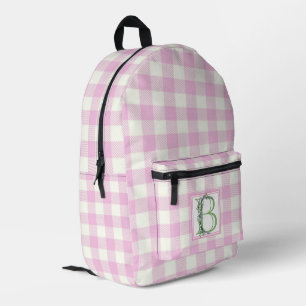 Sac À Dos Imprimé Élégant blanc rose en vichy lettre monogramme B