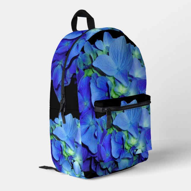 Sac À Dos Imprimé Elégant bleu floral bleu rose hydrangée bleue (Coin arrière gauche)