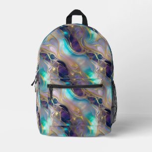 Sac À Dos Imprimé Elégant Faux Gold avec pierre opale Turquoise et v