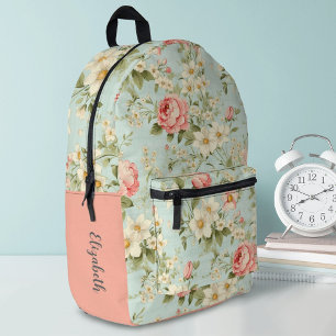 Sac À Dos Imprimé Élégant Joli Floral Girls Monogramme