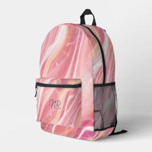 Sac À Dos Imprimé Élégant Maigre Blush rose marbre Ajouter Monogramm