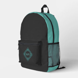 Sac À Dos Imprimé Elegant Manly Black & Turquoise Art Deco Ajouter M