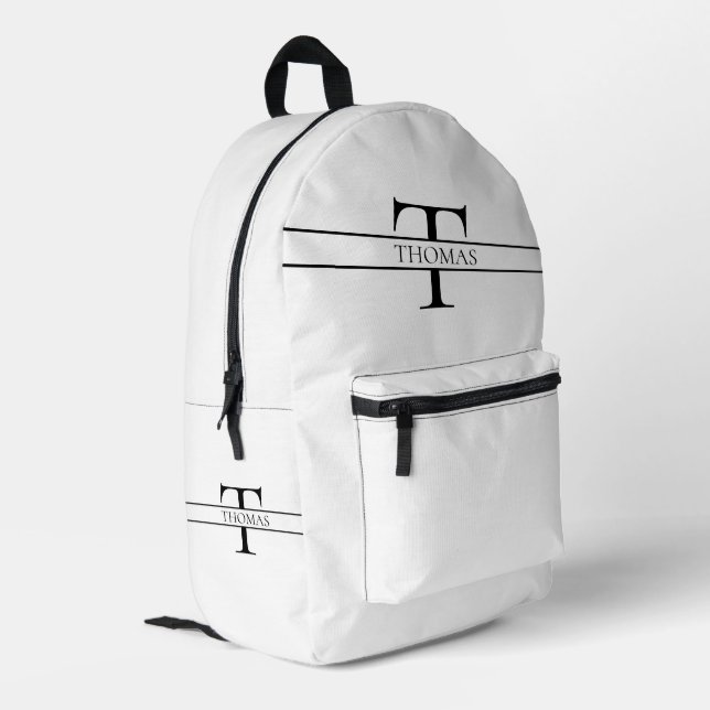Sac À Dos Imprimé Élégant Monogramme Personnalisé Nom Personnalisé (Coin arrière gauche)