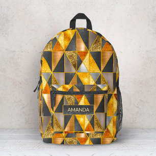 Sac À Dos Imprimé Elégant or noir argent triangles géométriques