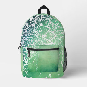 Sac À Dos Imprimé Elégant Ornate Zen Mandala Rosette Tons verts