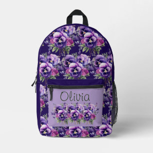 Sac À Dos Imprimé Élégant Pansy Violet Floral